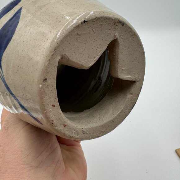 Vintage Williamsburg Pottery BIRD HOUSE Cobalt Blue Salt Glazed Bottle Shape - Picture 8 of 12